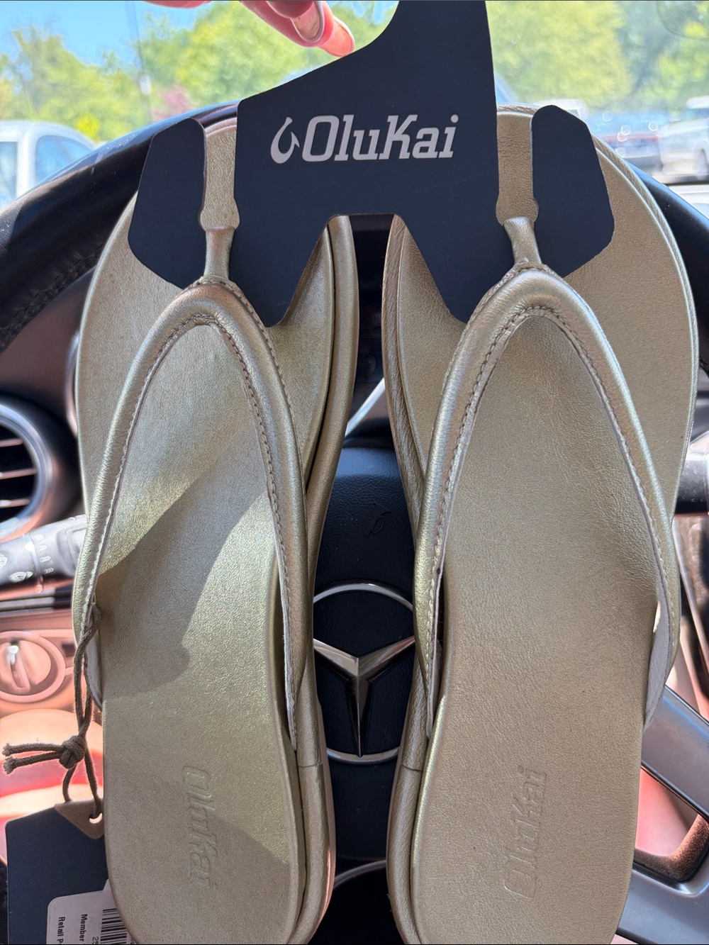 OluKai Metallic Gold Thong Sandals for Women